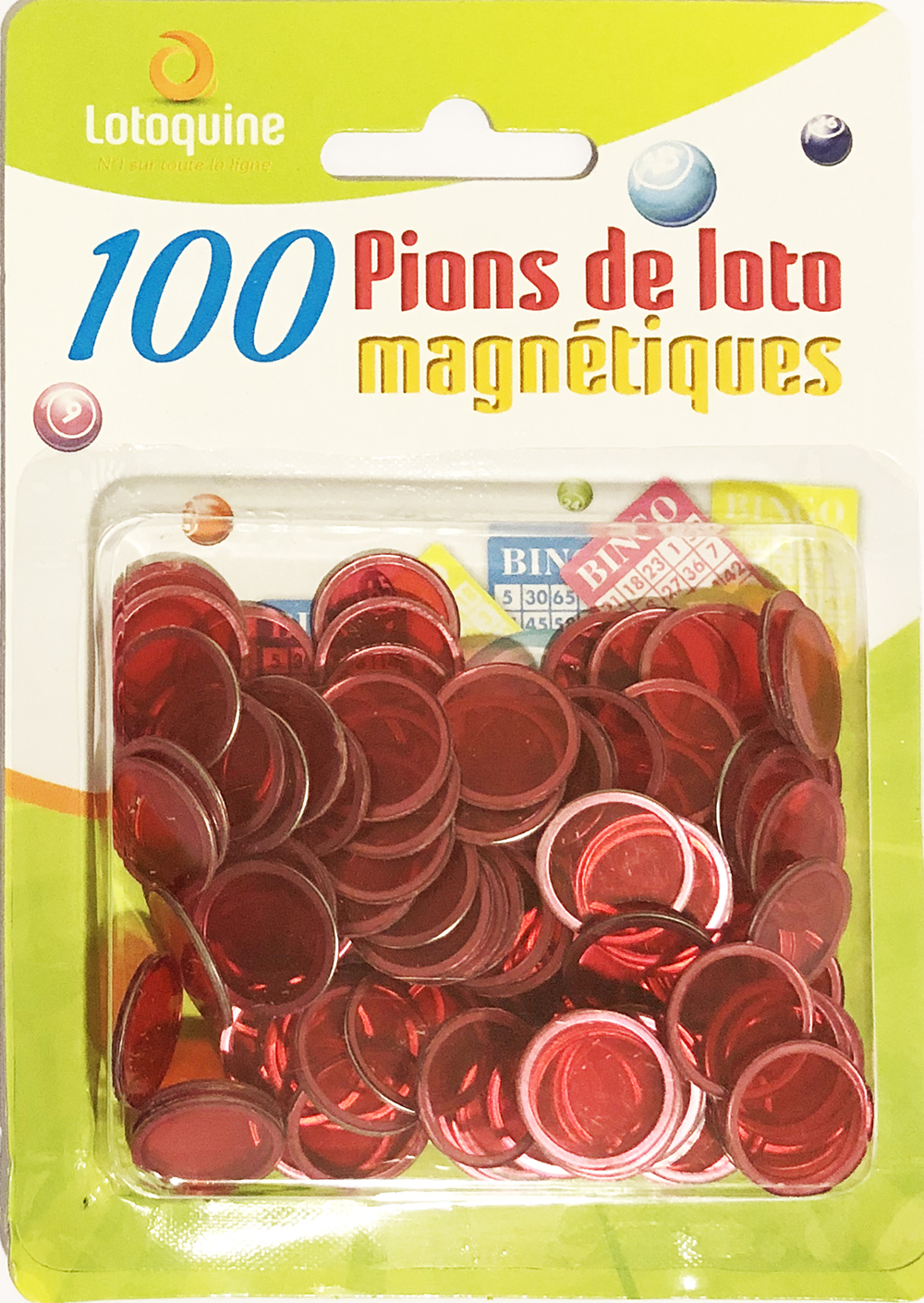 Boule de loto magnetique rouge avec 100 pions - Lotoquine